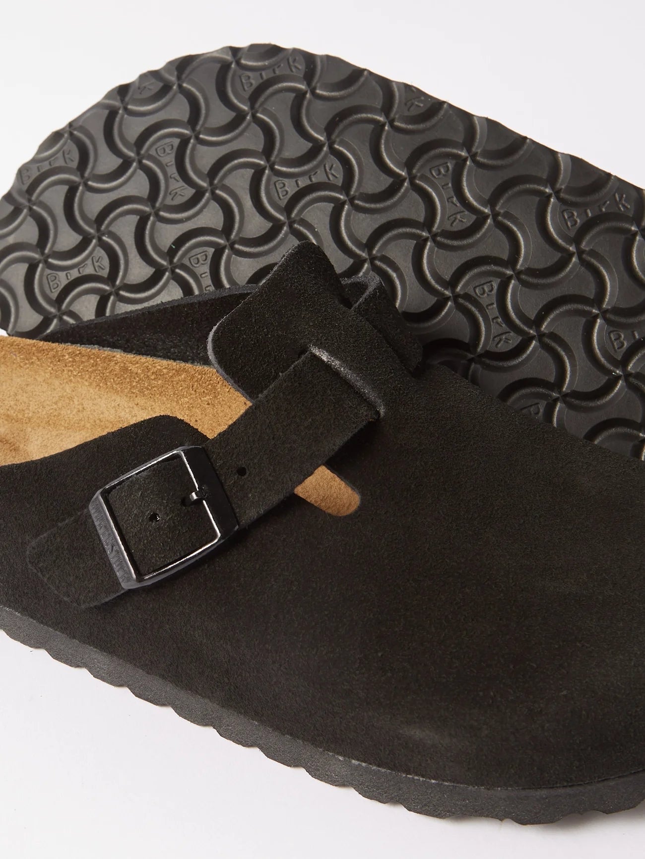 Birkenstock Boston Black Soft Footbed Suede Leather
