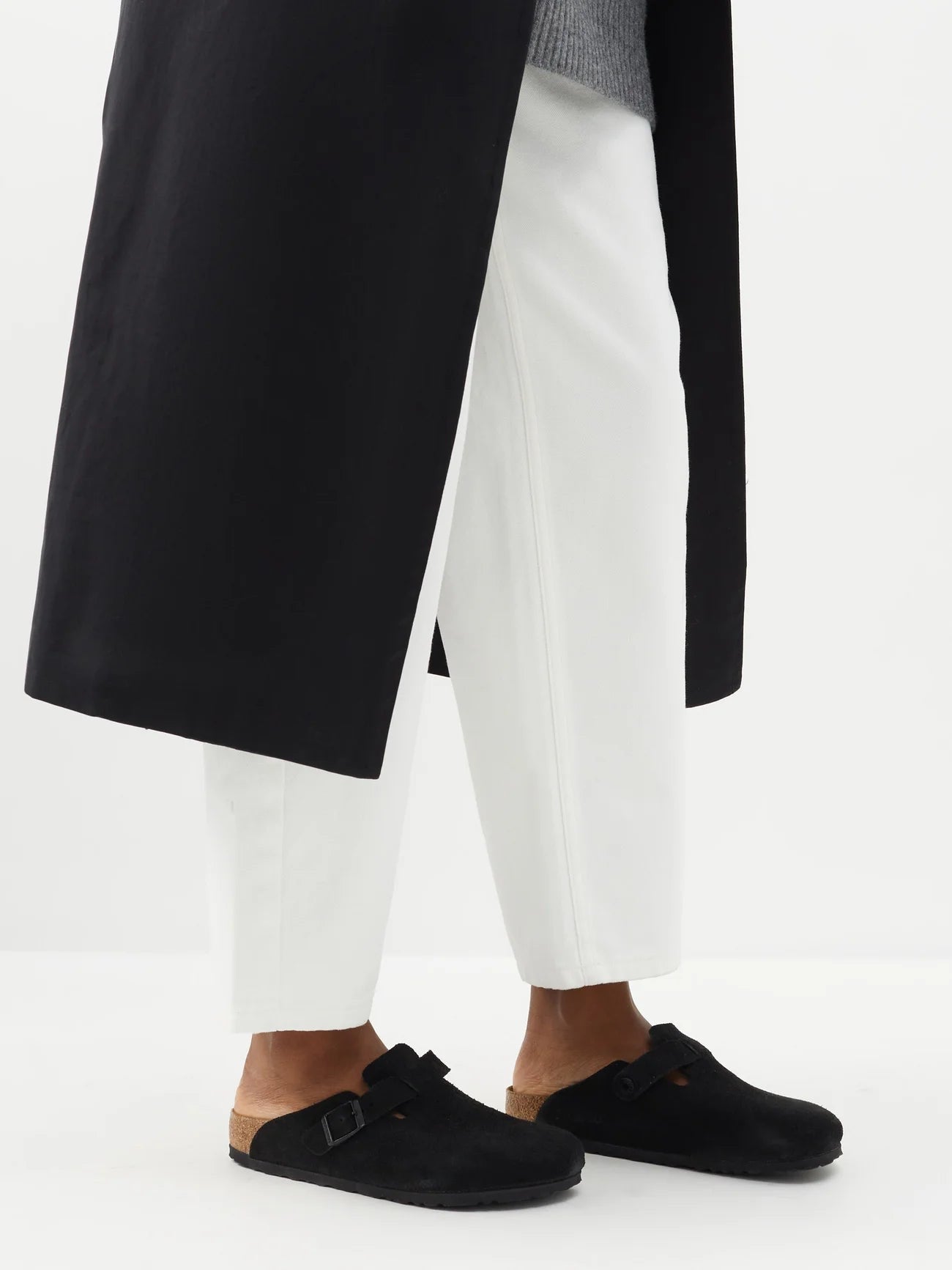 Birkenstock Boston Black Soft Footbed Suede Leather