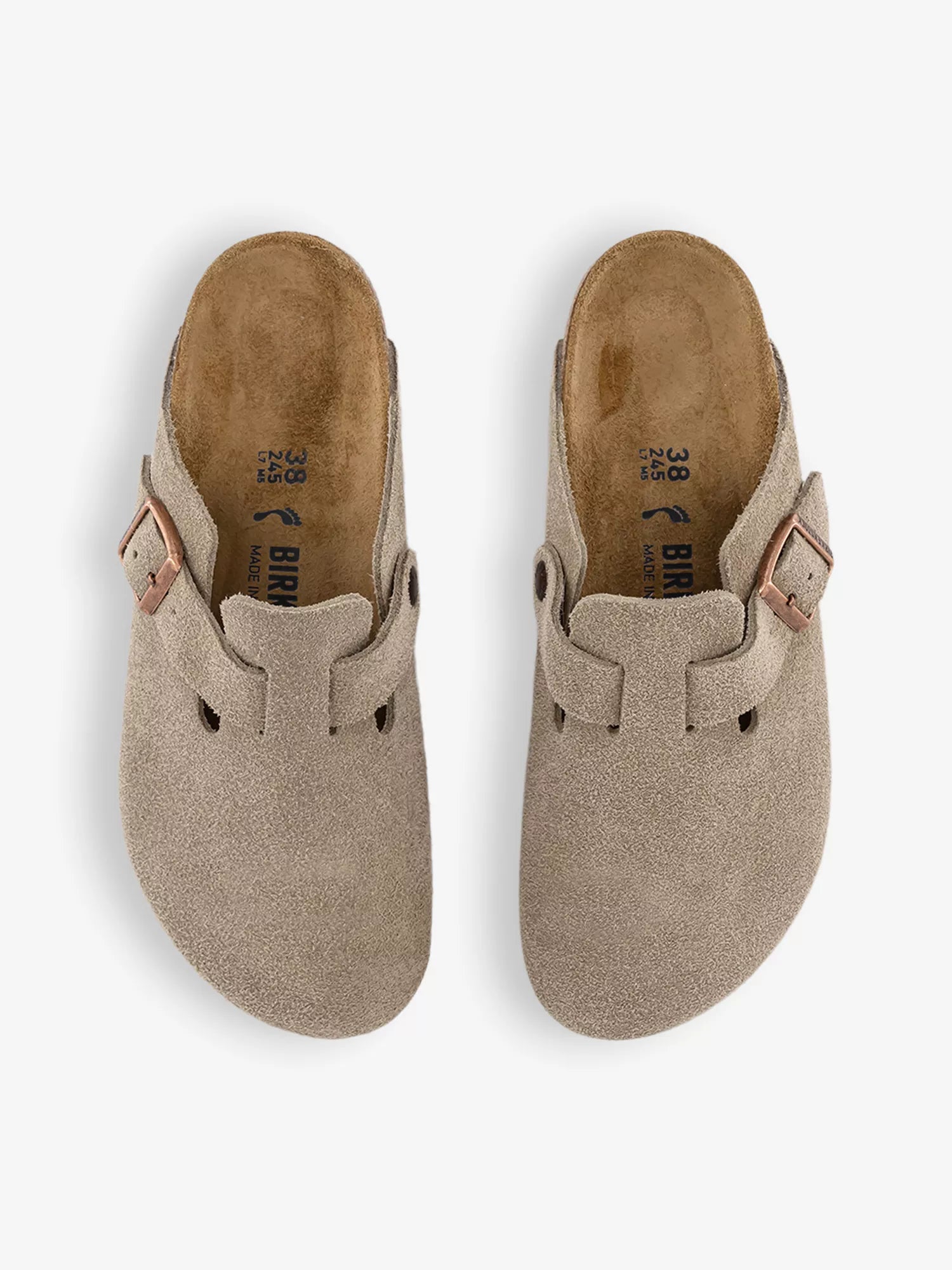 Birkenstock Boston Taupe Soft Footbed Suede Leather