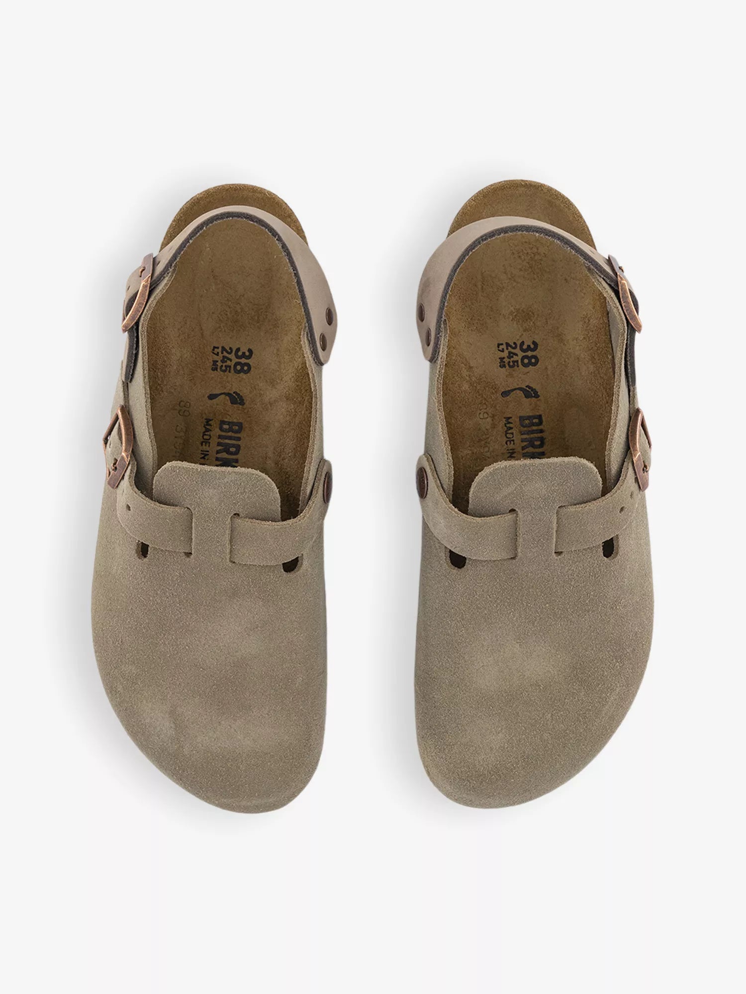Birkenstock Tokio Logo Embossed Flat Suede Clogs