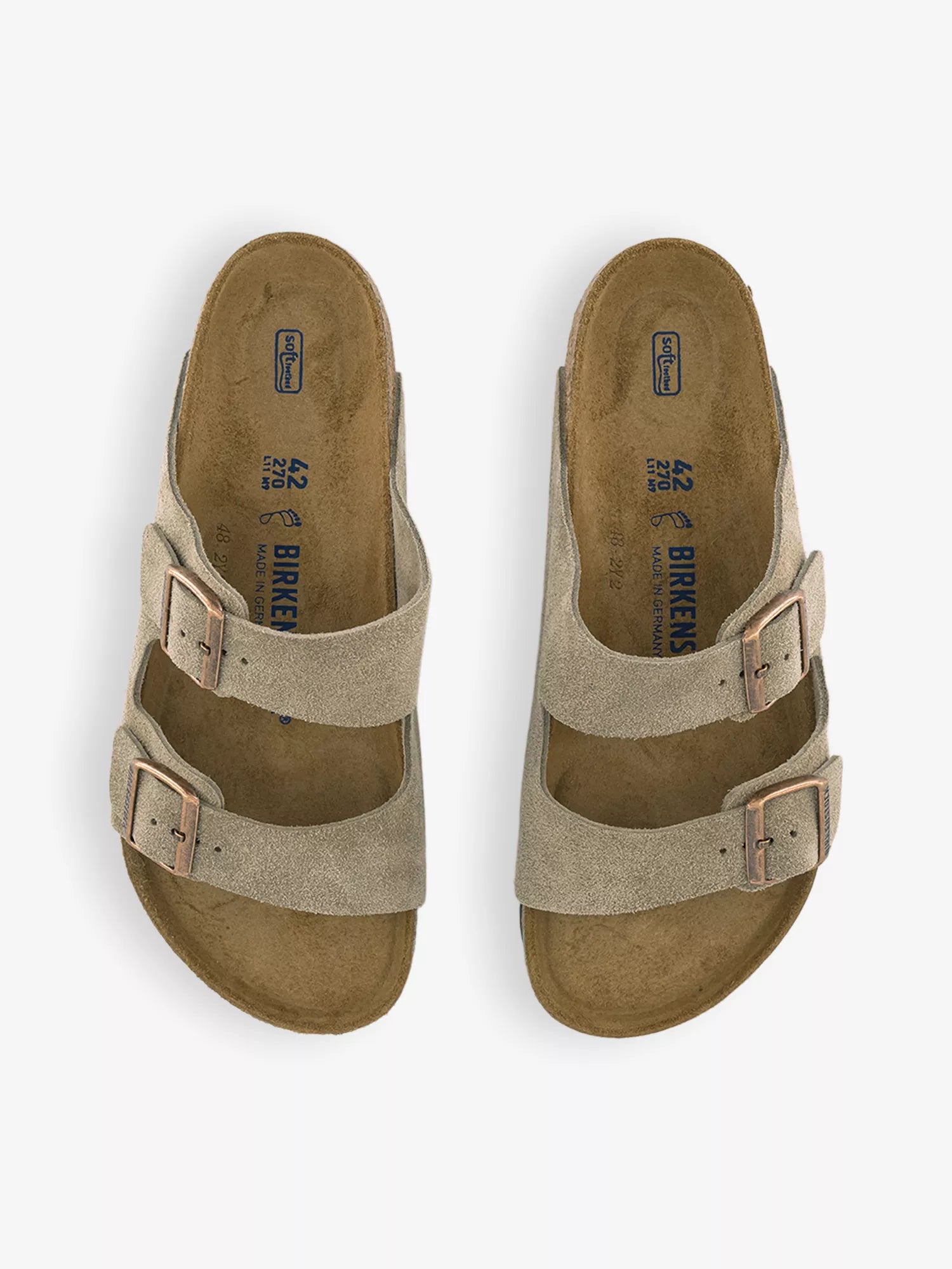 Birkenstock Arizona Taupe Suede Two Strap Sandals